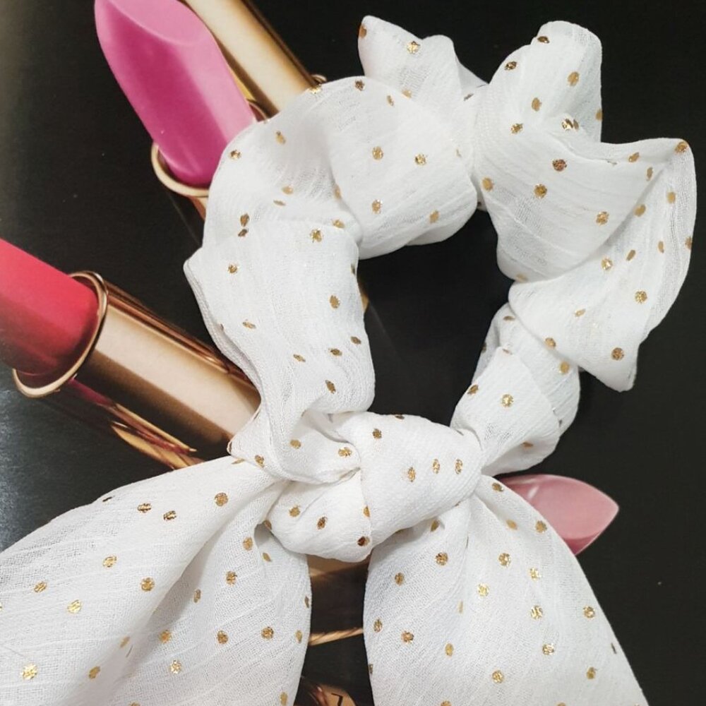 Fashion White Elastic Polka Dot Hair Tie Girl Women Casual Formal Accessory Gift